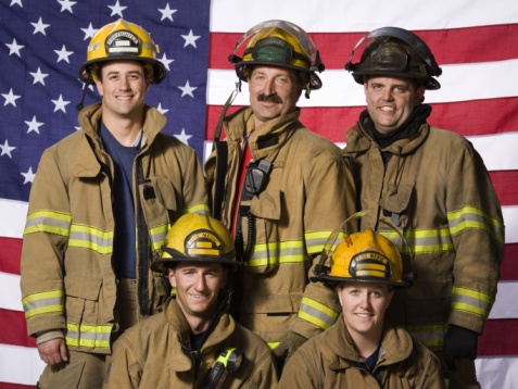 Firefighters and Flag